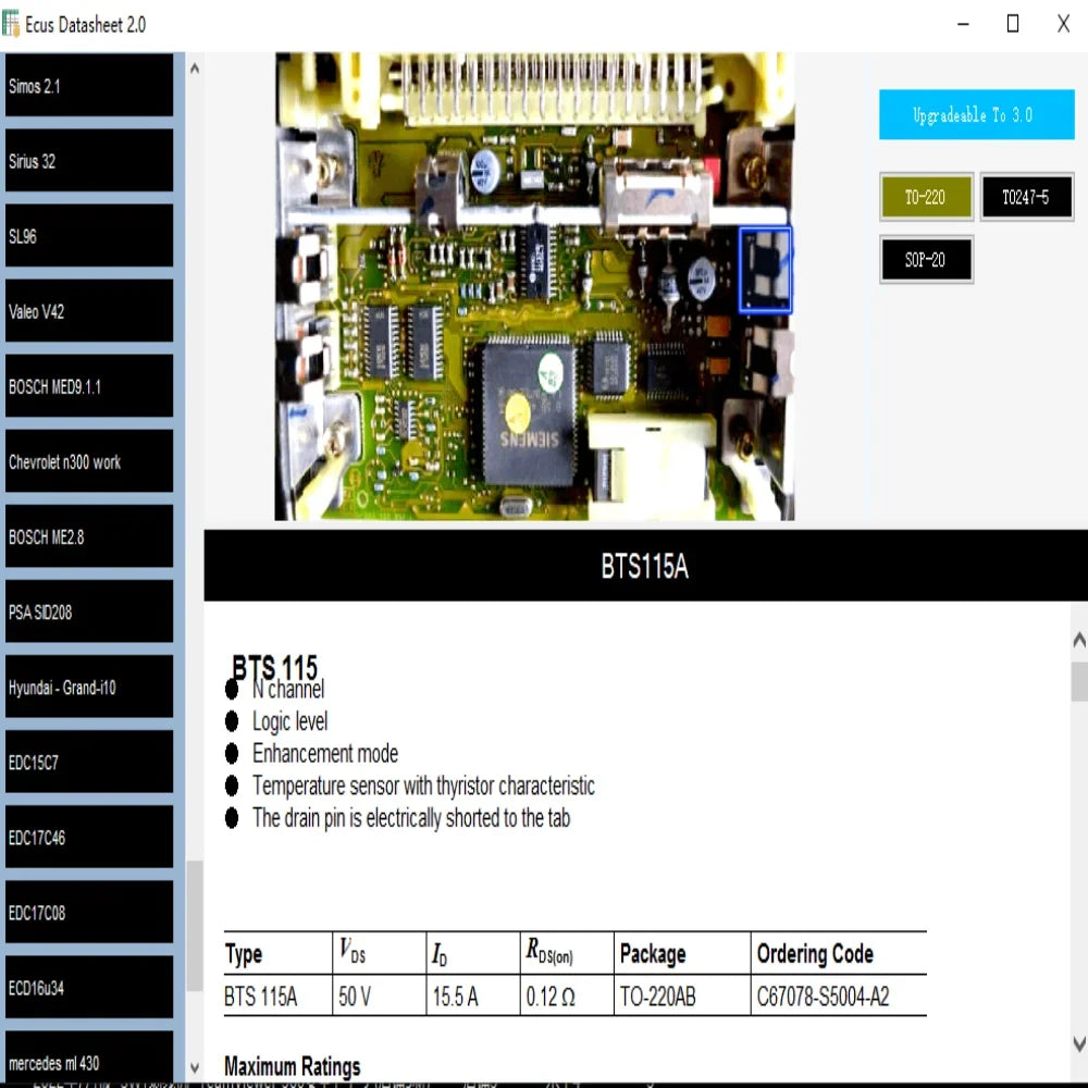 Ecus Datasheet 2.0 ECU Repair Software PCB Schematics with Electronic Components of Car ECUs and Additional Information