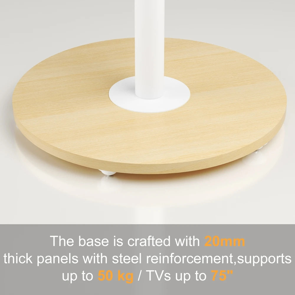 Heavy Duty Mobile TV Floor Stand for 40-75 Inches White Height Adjustable TV Mount Cart Stand with Hidden Wheels