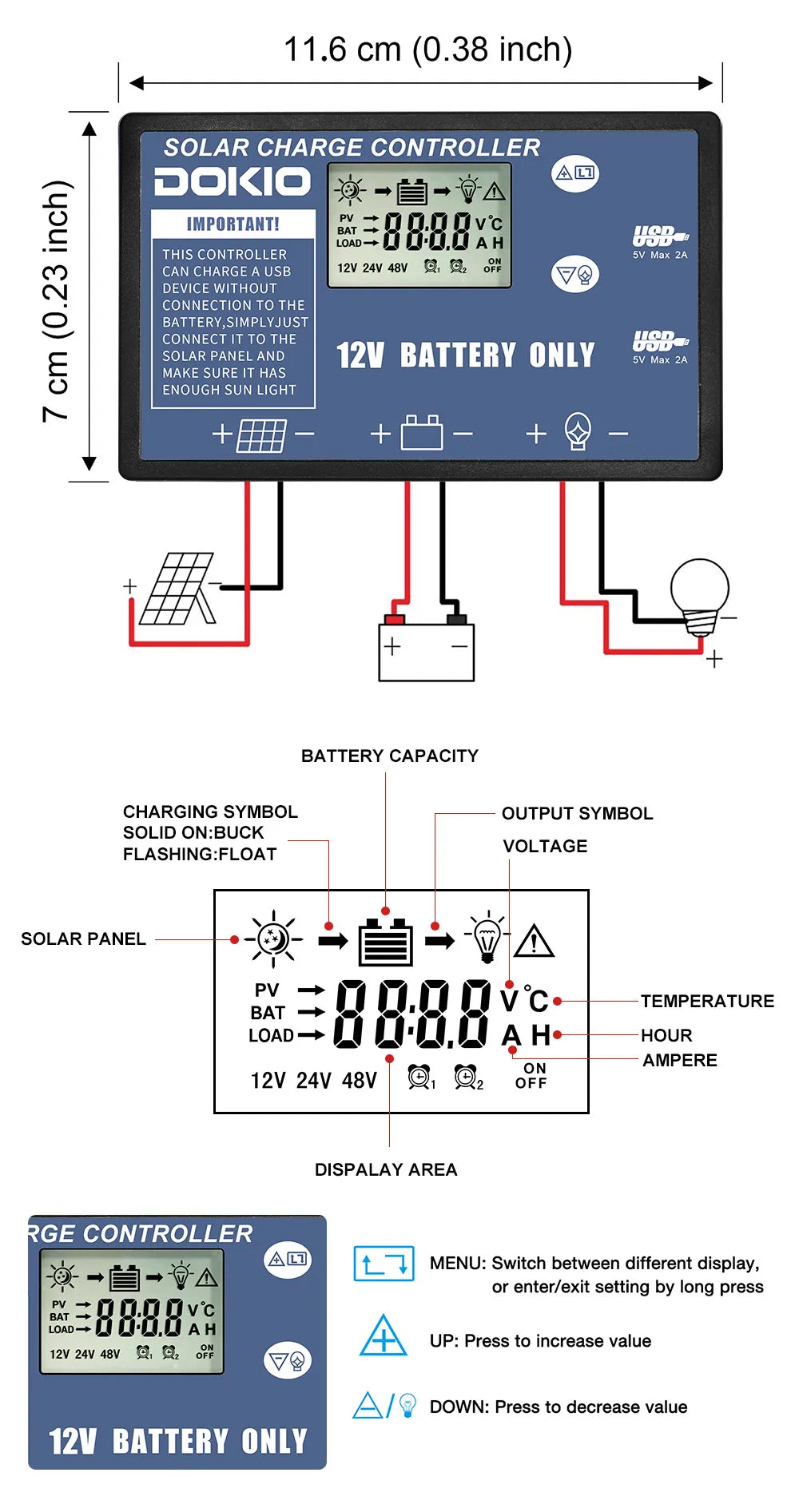 Dokio 18V 100W Portable Foldable Solar Panel with 12V Controller Kit for Family Camping Trips