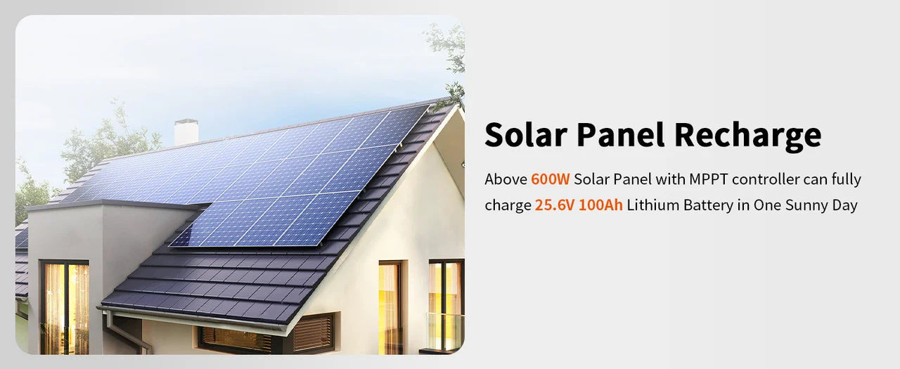 MHPOWOS 24V 100Ah LiFePo4 Battery 2560Wh Supports with BMS Lithium Iron Phosphate Cells Up to 15000 Cycles For Golf Cart Solar