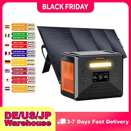 Greenery G2500 Portable Power Station 2304WH LiFePO4 Battery with 2500W (4800W Peak) AC Output Solar Generator for HomeEmergency