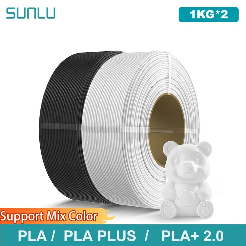 SUNLU 2KG PLA/PLA PLUS/PLA+2.0 Filament 1.75mm 1KG Without Tray 3D Printer Filament for 3D Printer& 3D Pen，Refll Filament
