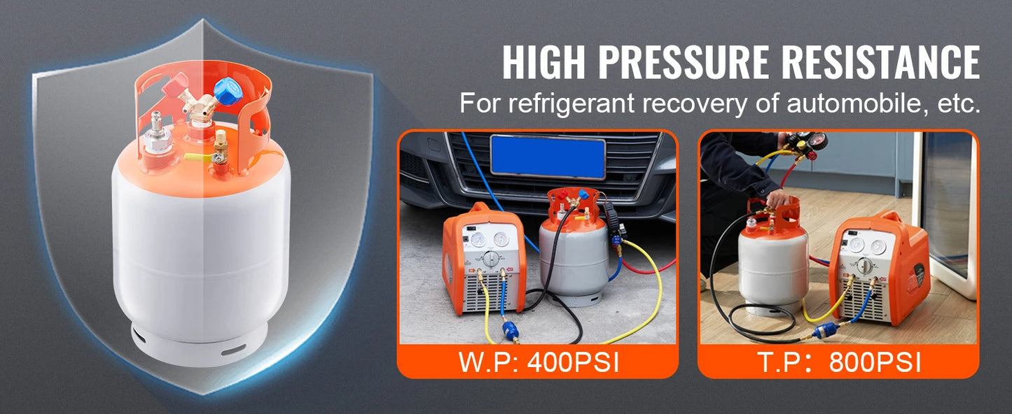 SucceBuy 30 lbs Refrigerant Recovery Tank with Float Switch Reusable AC Recovery Tank HVAC for All Refrigerant Prevent Overflow