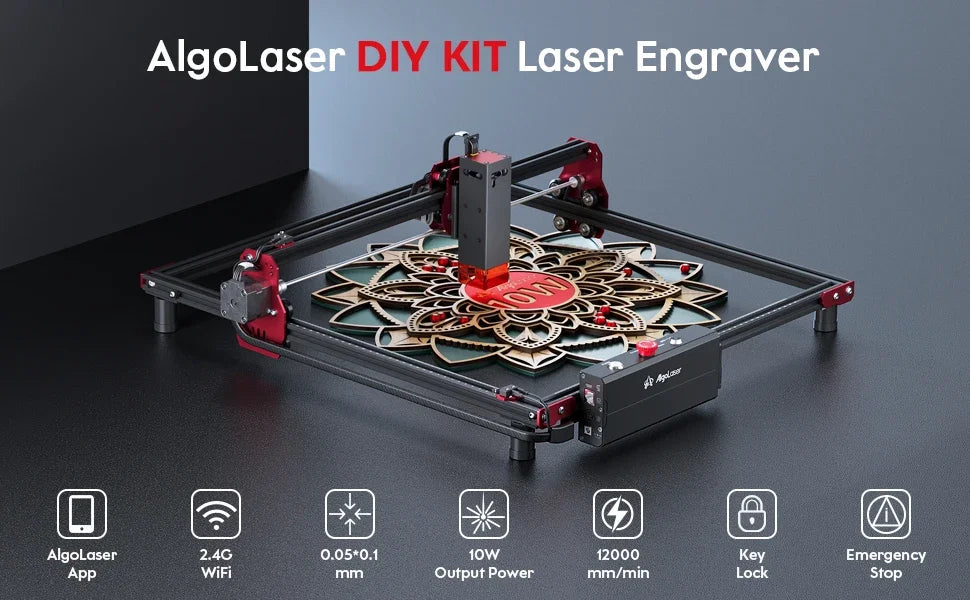 Algolaser 10W Laser Engraver DIY Kit CNC Laser Cutter Engraving Machine OPTIONAL Honeycomb Table & Extension Kit & Rotary Roller