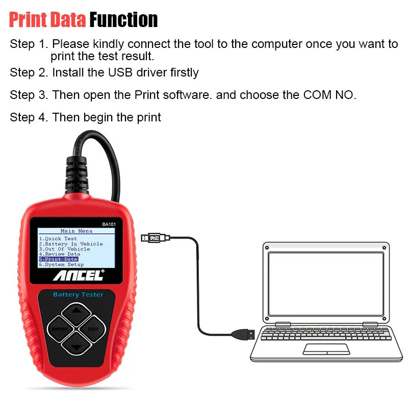 12V Car Battery Tester Analyzer Automotive Battery Load Tester 100-2000CCA Charging Circuit load Diagnostic Tools ANCEL BA101
