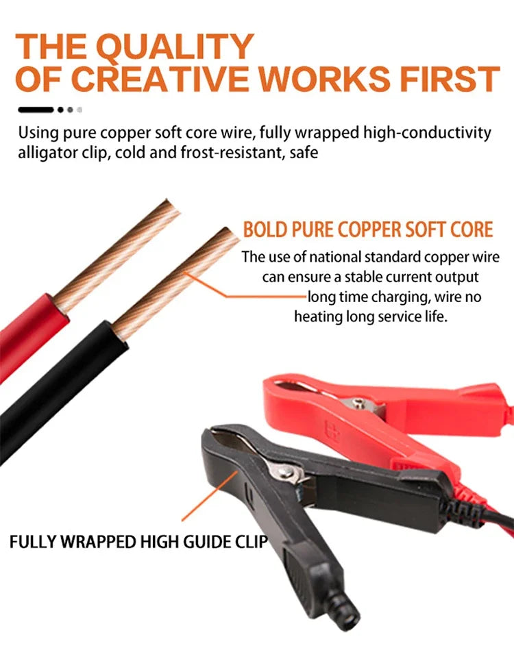 EAFC 6A Car Battery Charger 12V Motorcycle Fully Automatic Repair Charge Intelligent Fast Charging Lead Acid Battery LCD Display