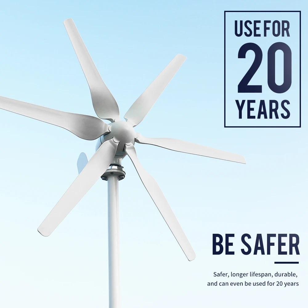 3000W Windmill 12V 24V 48V 6 Blades Wind Turbine Generator With MPPT Controller Low Start Wind Speed Free Energy Home Appliance