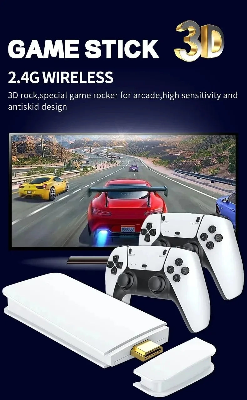64G Game Stick M15 4K Video TV Game Console Wireless Gamepads Video Game 64G 40000+/50000+ Classic Arcade Games HD Two-player