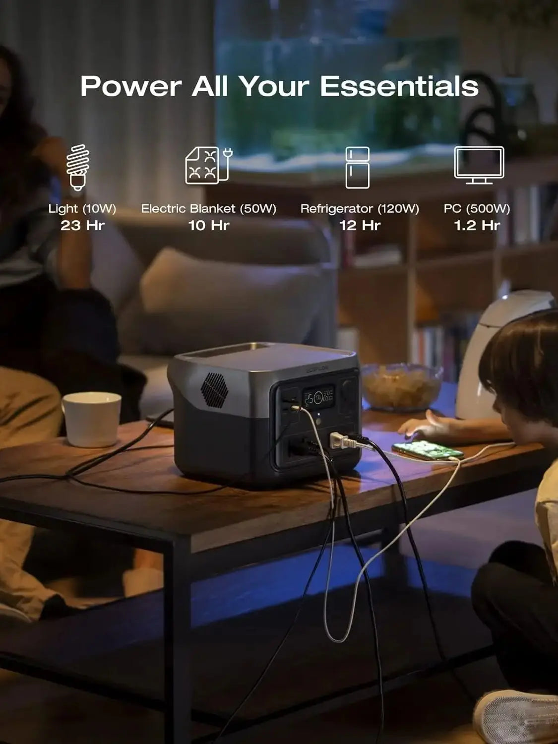 ECOFLOW Solar Generator RIVER 2 Pro 700, 716Wh LiFePO4 Battery, 4x800W AC Outlets (1600W Surge), Solar Generator