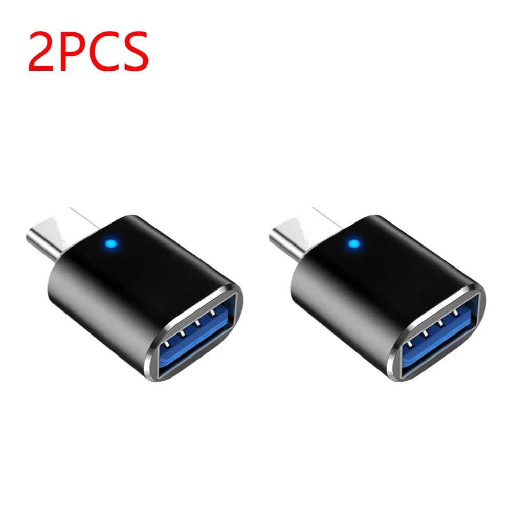 1-3PCS Type-C To USB3.0 Converter LED Indicator Type-C To USB OTG Adapter 3A Fast Charging 5Gbps Data Transfer Plug and Play