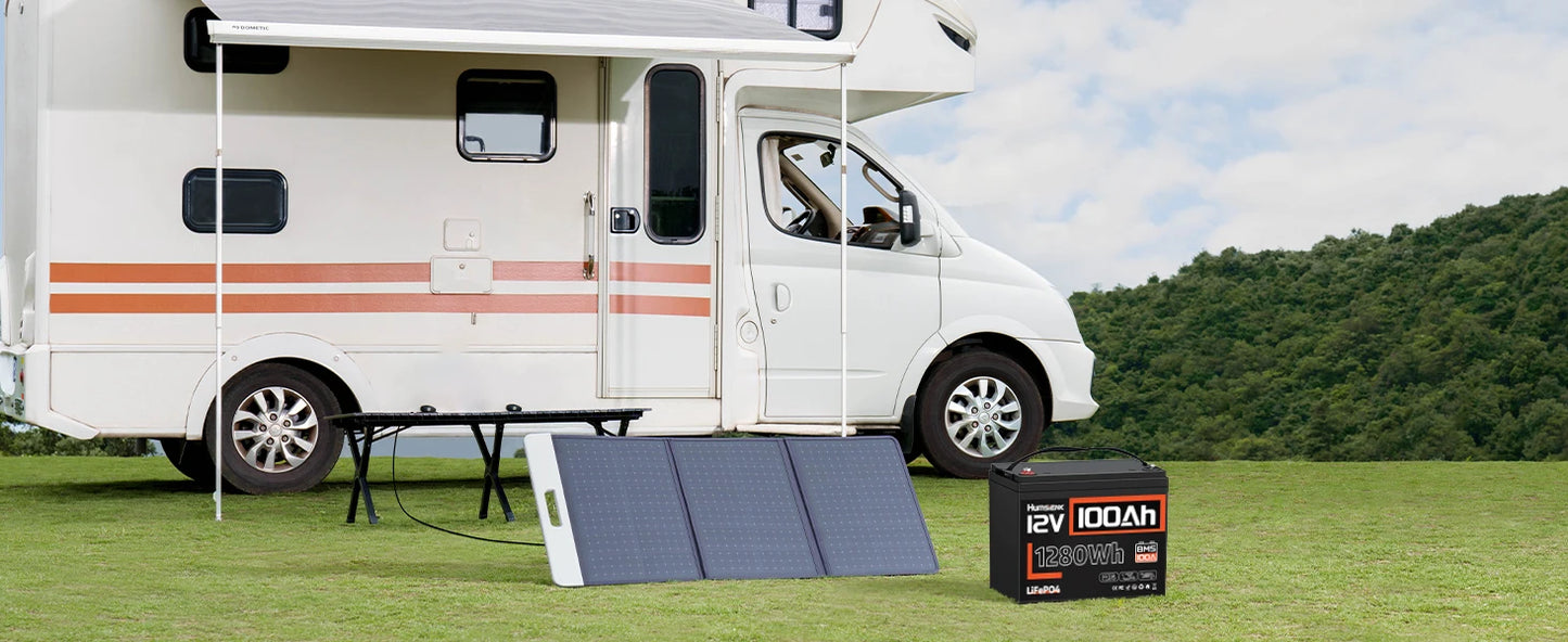 Humsienk LiFePO4 Lithium Battery 12V 100Ah Low-Temp Protect Built-in 100A BMS 15000 Cycles For Vans,Golf Cart,Boat,RV,Camp,GP24