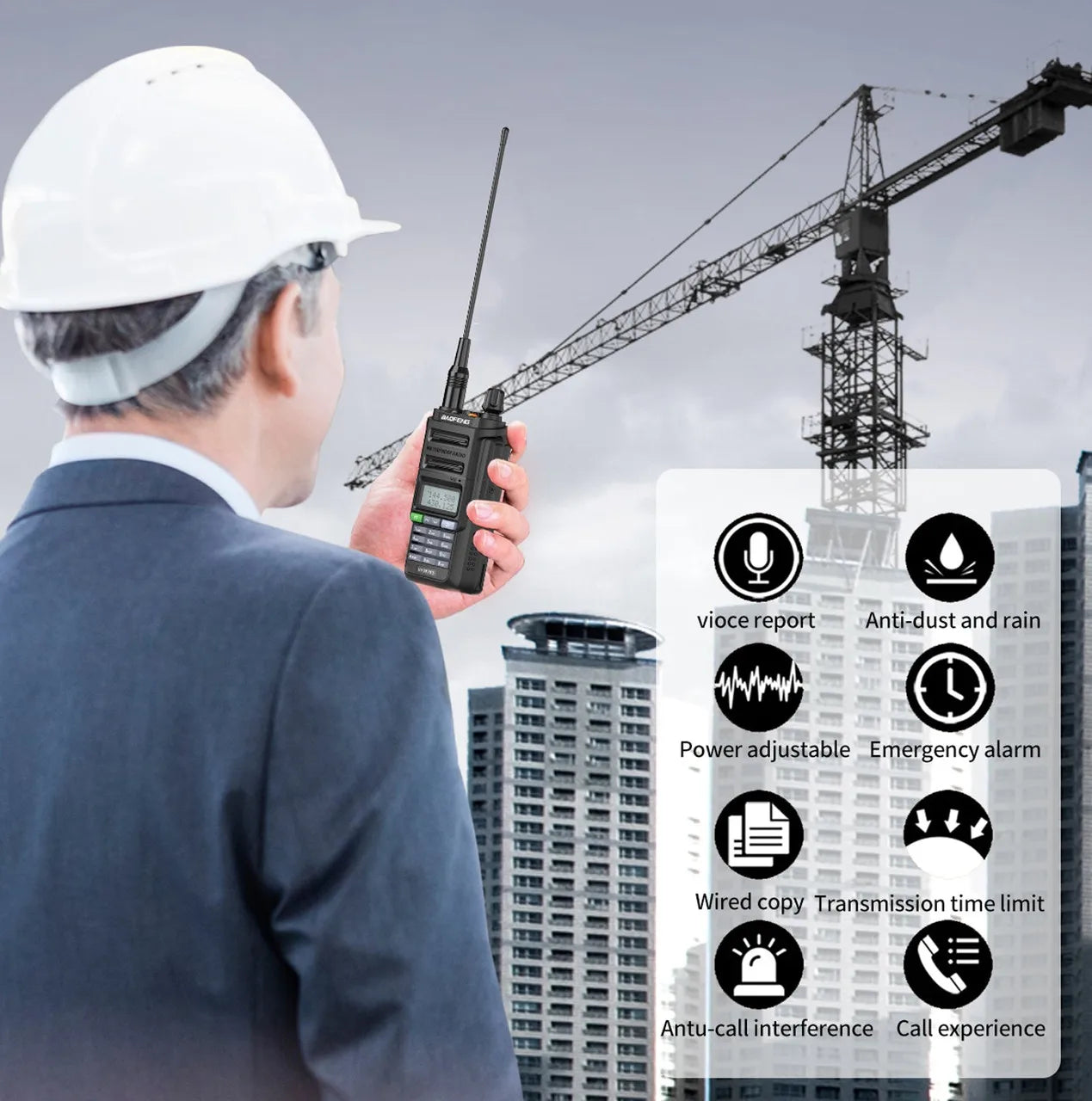 Baofeng UV 9R PRO IP68 Waterproof Walkie Talkie UHF/VHF 8W Dual Band High Power Long Range Radio + Earpiece