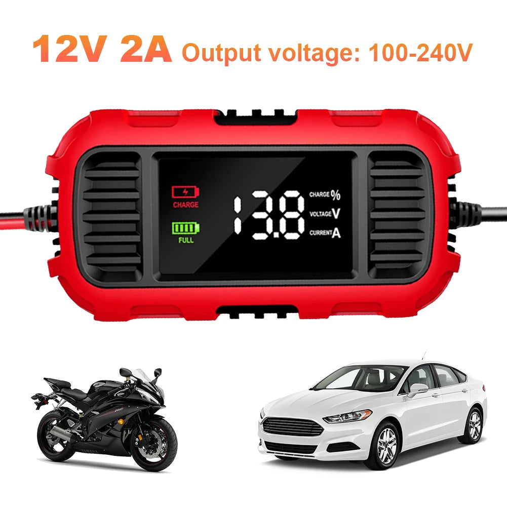 12V 2A Motorcycle Battery Charger Smart Battery Charging Tool Car Motorcycle Lead Acid Battery Charger for Car Truck Battery