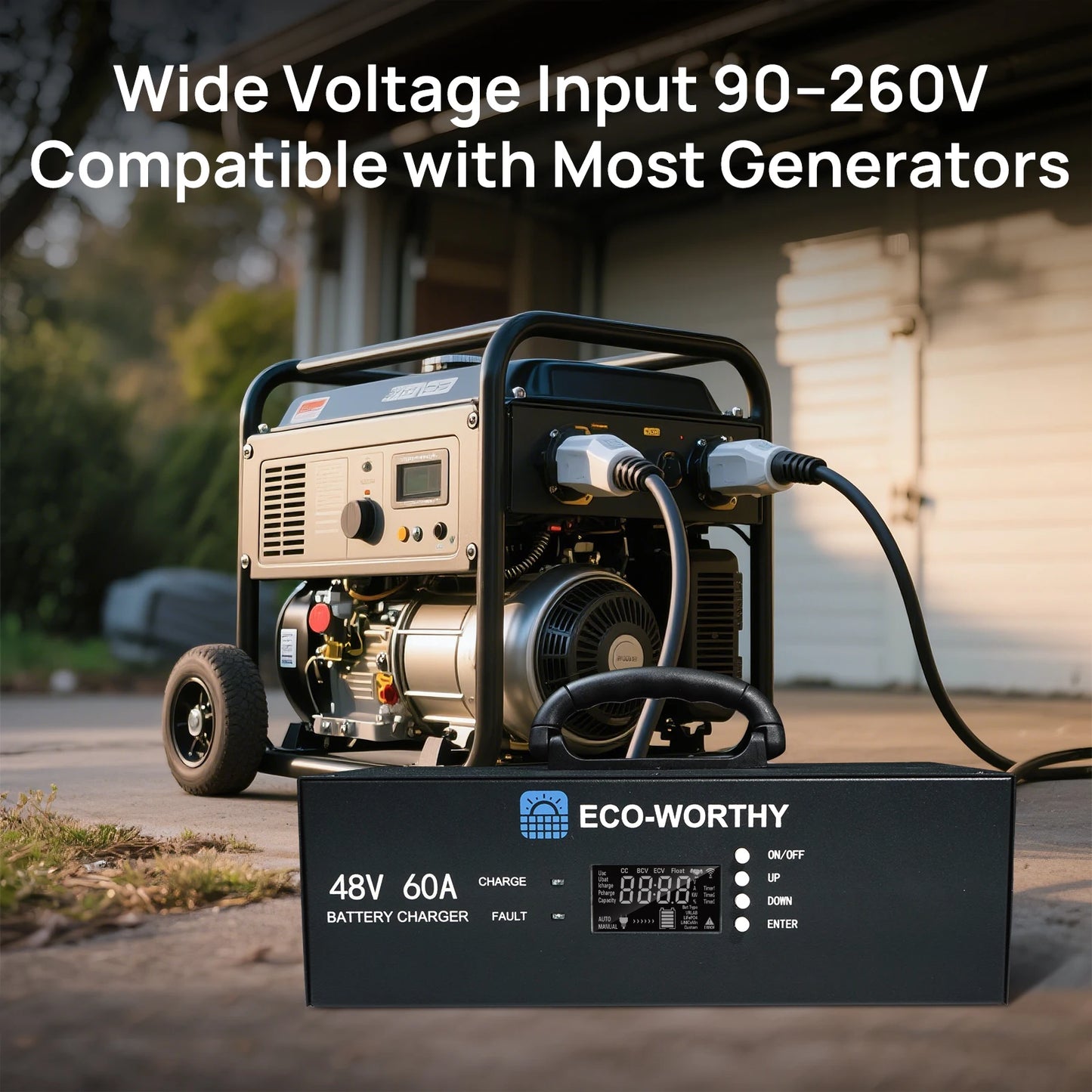 ECO-WORTHY Upgraded (Version 2) 48V 60A Lithium Battery Charger, Adjustable Voltage & Current, for Server Rack LiFePO4 Battery