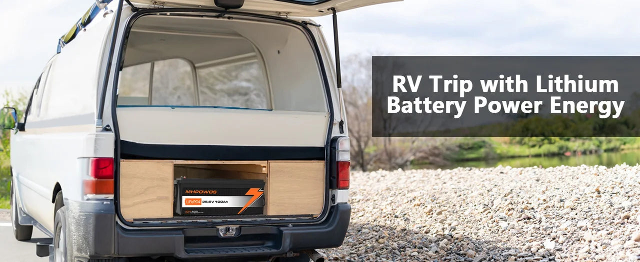 MHPOWOS 24V 100Ah LiFePo4 Battery 2560Wh Supports with BMS Lithium Iron Phosphate Cells Up to 15000 Cycles For Golf Cart Solar