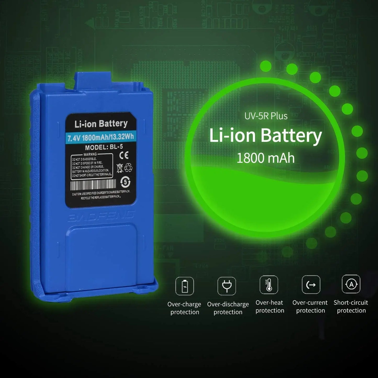 BAOFENG UV-5R+ Plus Two Way Radio, Long Range for Adults Rechargeable with Earpiece, Walkie Talkie，144-148 420-450MHz, Qualette