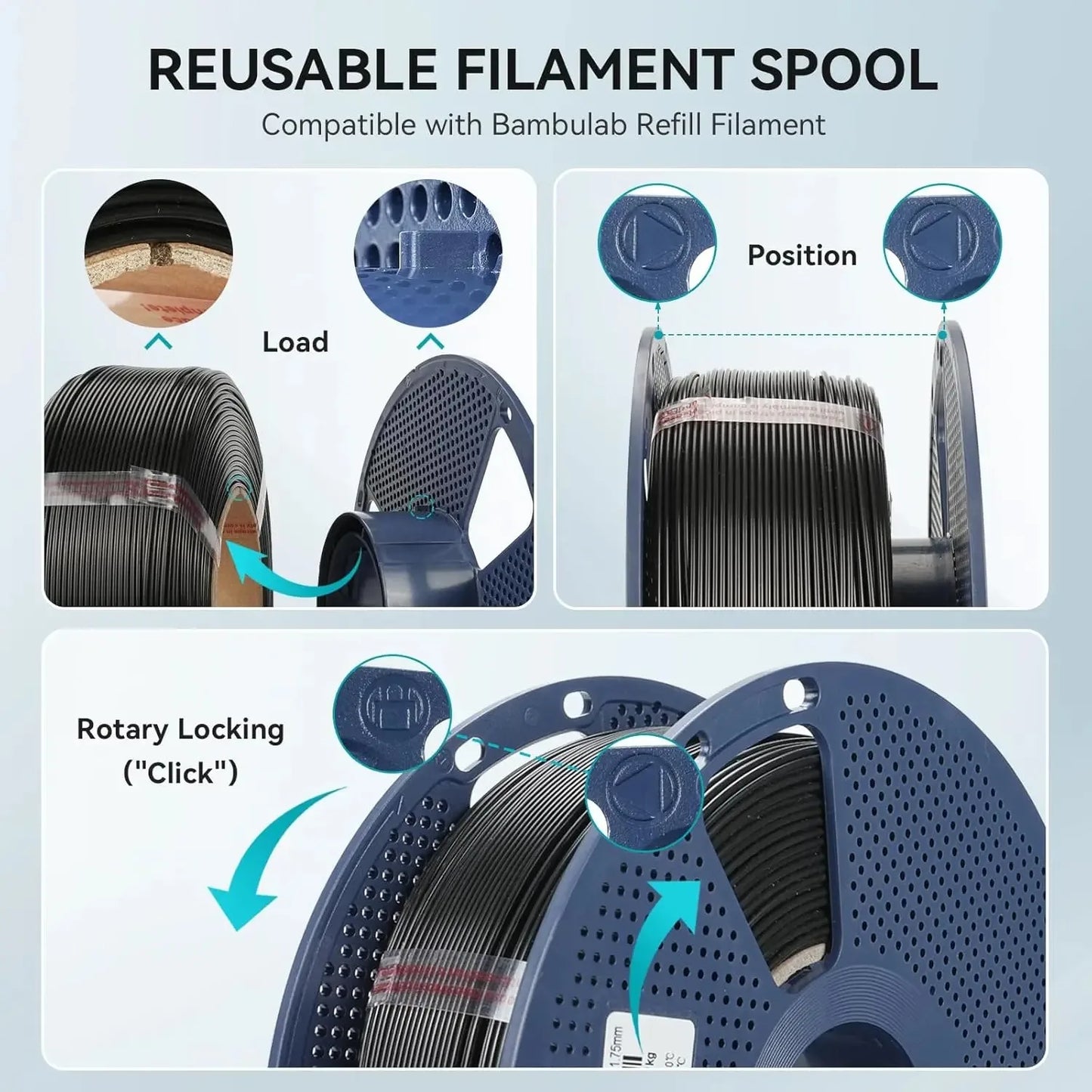 SUNLU 2KG PLA/PLA PLUS/PLA+2.0 Filament 1.75mm 1KG Without Tray 3D Printer Filament for 3D Printer& 3D Pen，Refll Filament