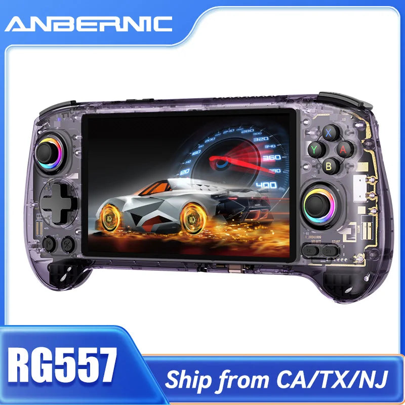 ANBERNIC RG557 Handheld Game Console Dimensity Processor 5.48" AMOLED Screen Android14 Capacitive Joystick DP Output Cooling Fan