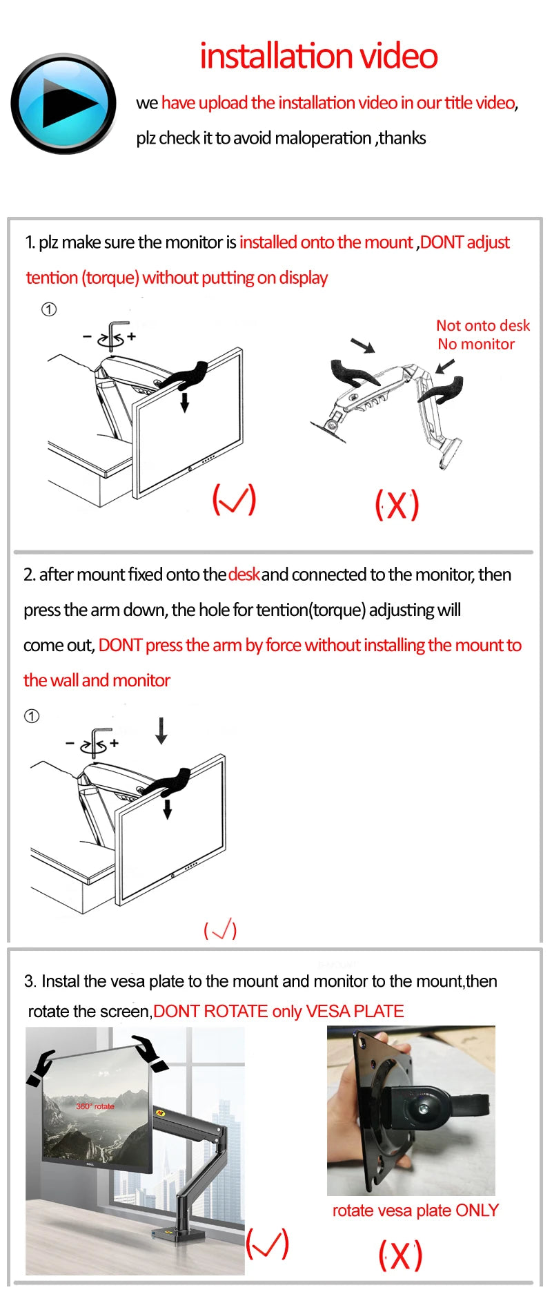 NB G50 mechanical Spring 27"-45" 42" big Screen Monitor Desktop Holder 360 Rotate 5-16kg ultra wide flat screen arc screen USB