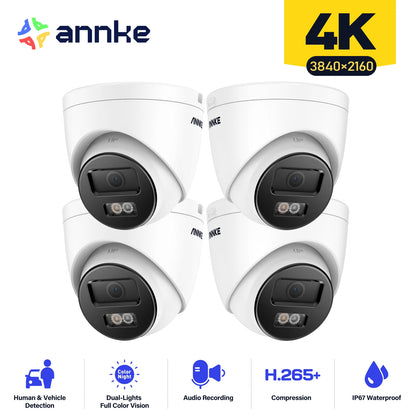 ANNKE 8MP Surveillance Camera 4K IR PoE IPC Build-in Mic Vehicle Human Detection CCTV Cameras Weatherproof
