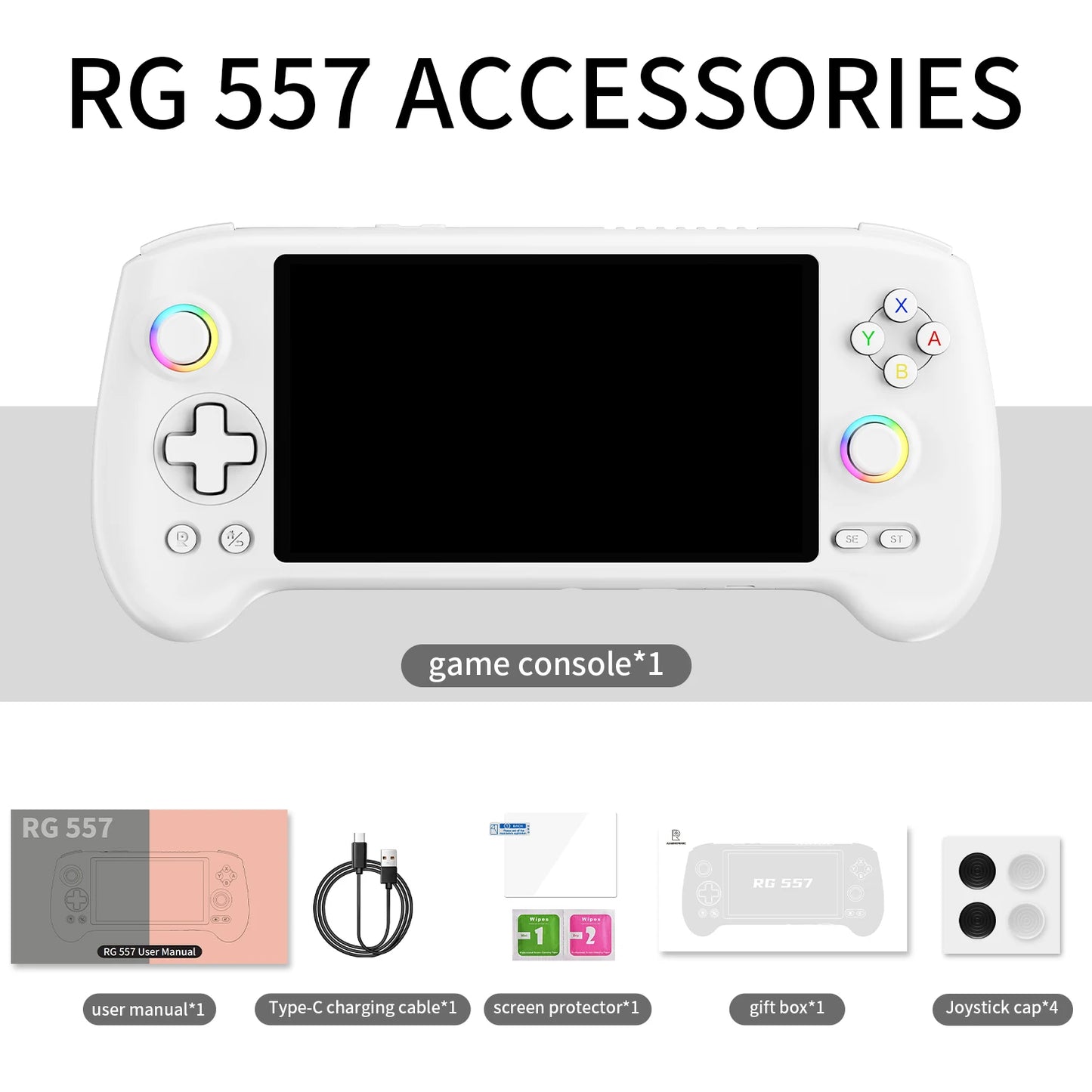 ANBERNIC RG557 Handheld Game Console Dimensity Processor 5.48" AMOLED Screen Android14 Capacitive Joystick DP Output Cooling Fan