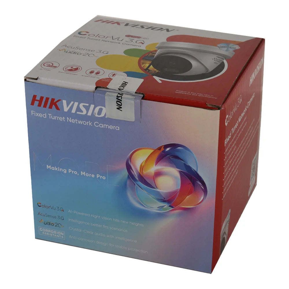 Hikvision 8MP IP Camera DS-2CD2387G3-LIS2UY/SRB Smart Hybrid Light ColorVu 2-Way Audio Turret Camera Red Blue Light Audio Alarm