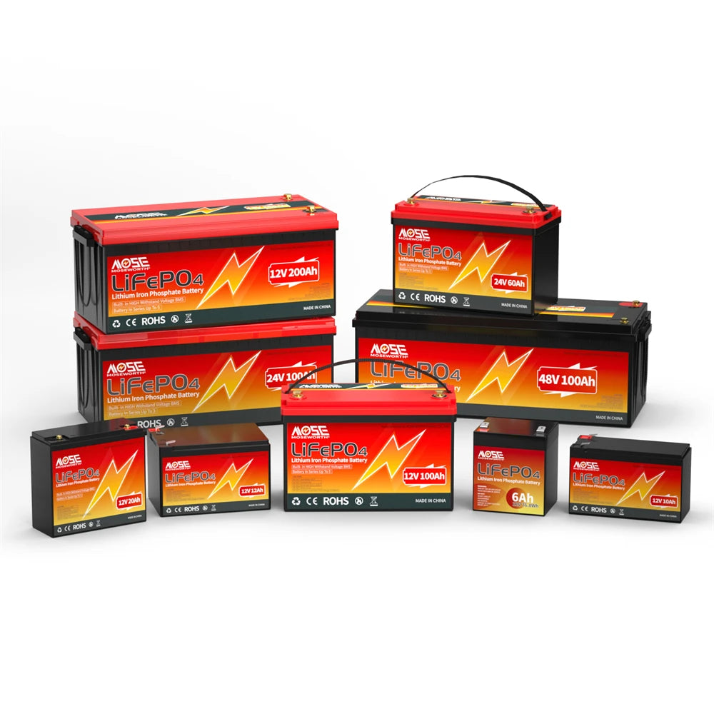 LiFePO4 Lithium Battery 12V 24V 36V 48V 100Ah 200Ah 300Ah 50Ah Built in BMS Deep Cycle Rechargeable Batteries for Trolling Motor