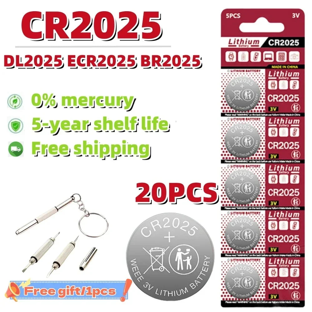 10-100PCS 150mAh 3V CR2025 Battery CR 2025 Lithium Battery DL2025 BR2025 KCR2025 For Car Remote Control Watch Button Coin Cells