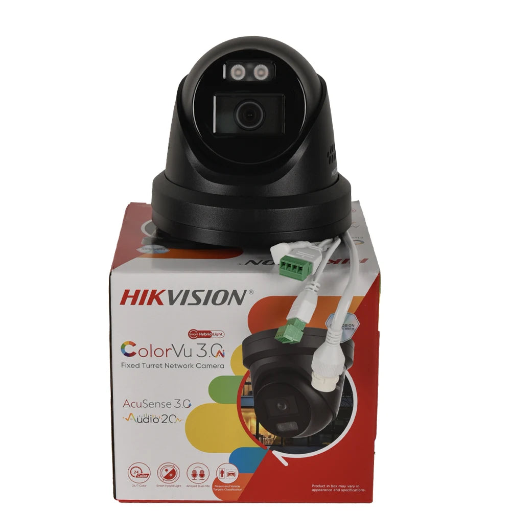 Hikvision 8MP IP Camera DS-2CD2387G3-LIS2UY/SRB Smart Hybrid Light ColorVu 2-Way Audio Turret Camera Red Blue Light Audio Alarm
