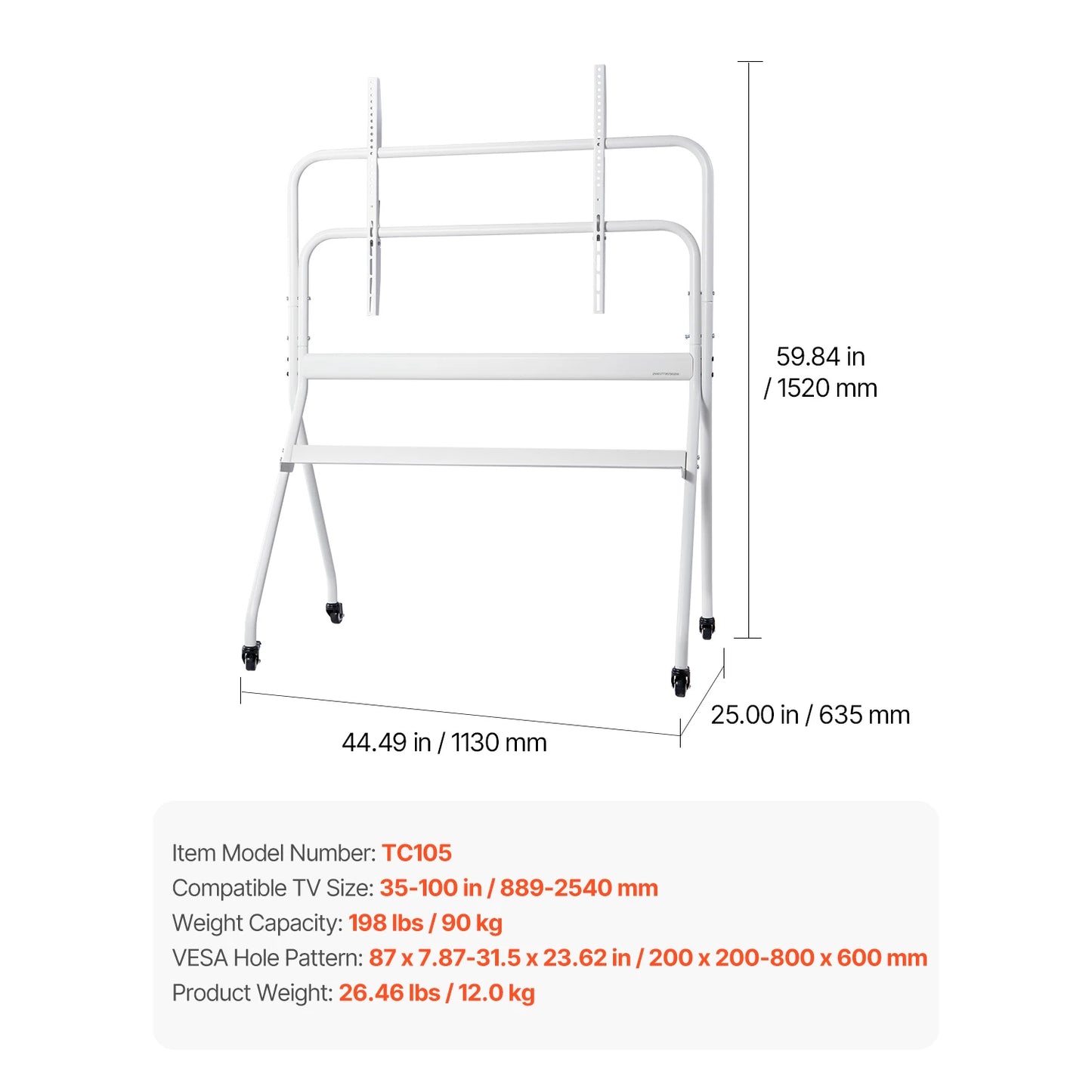 SucceBuy Rolling TV Stand Mobile TV Cart Suit for Various Sizes TV Portable TV Stand with Wheels for Living Room Bedroom Office