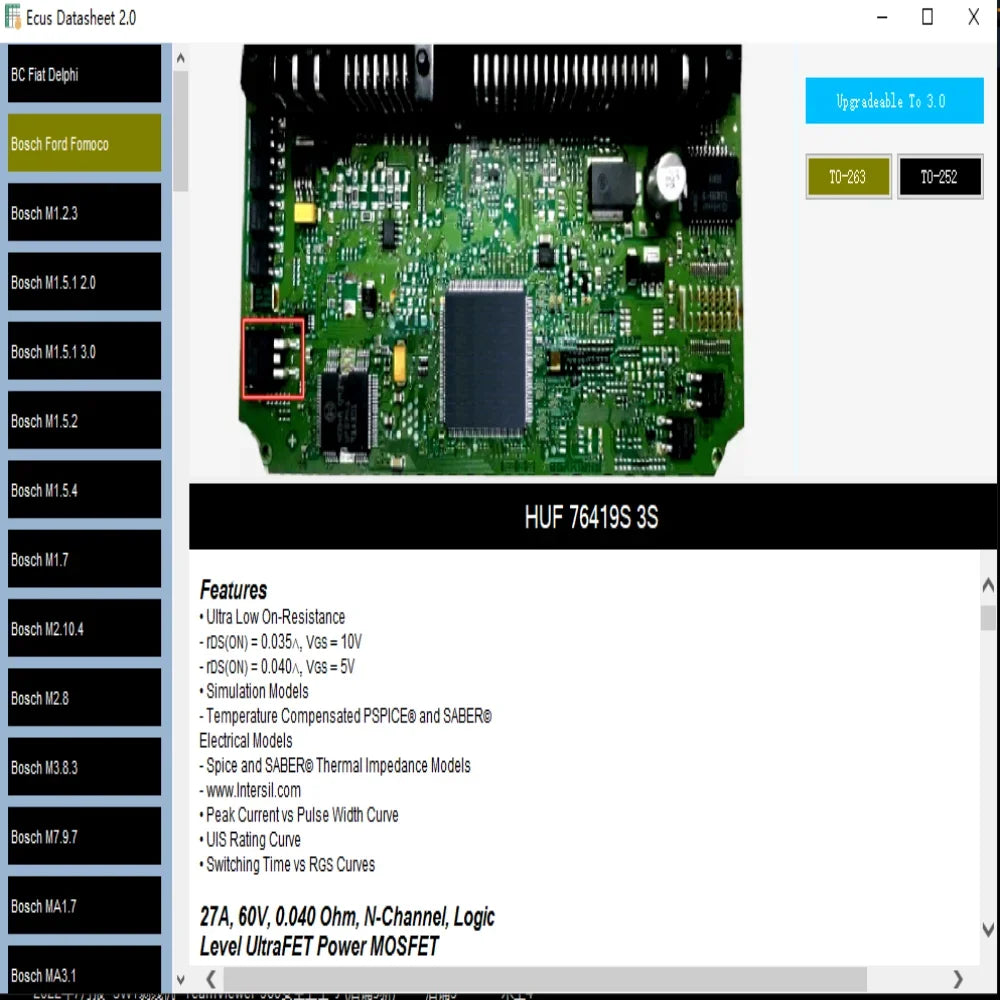 Ecus Datasheet 2.0 ECU Repair Software PCB Schematics with Electronic Components of Car ECUs and Additional Information