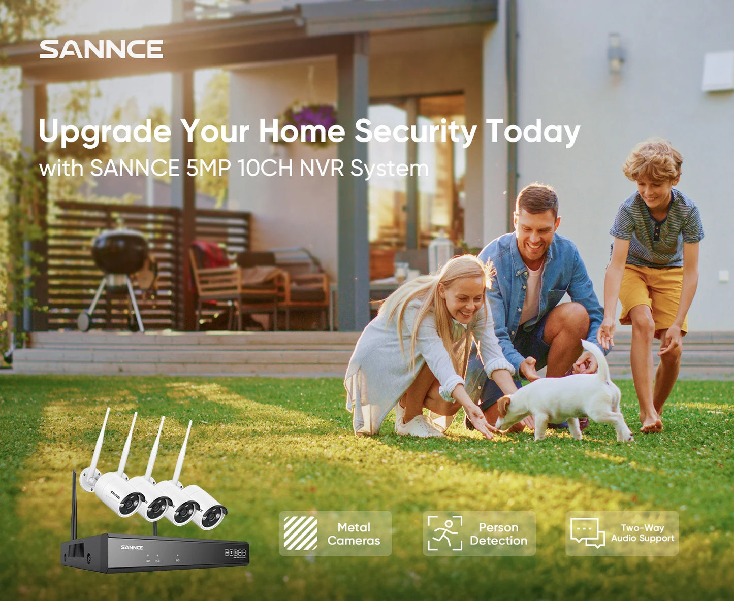 SANNCE 6PCS 5MP Wifi Camera IP Outdoor 10CH NVR Two-way Audio Wireless Audio Video Security Surveillance Kit Cameras