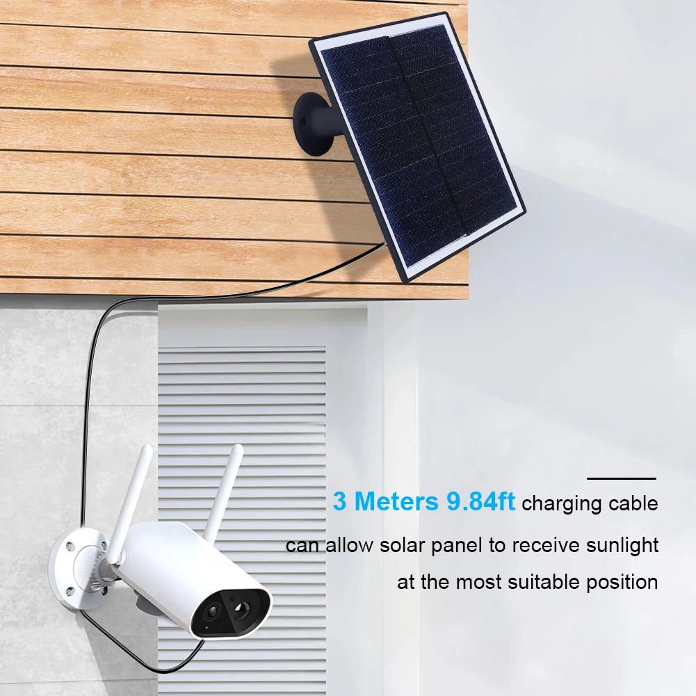 20W 5V High Efficiency Shingled Solar Panel Charger for Security Cameras IP65 Waterproof Adjustable Mount USB Ports