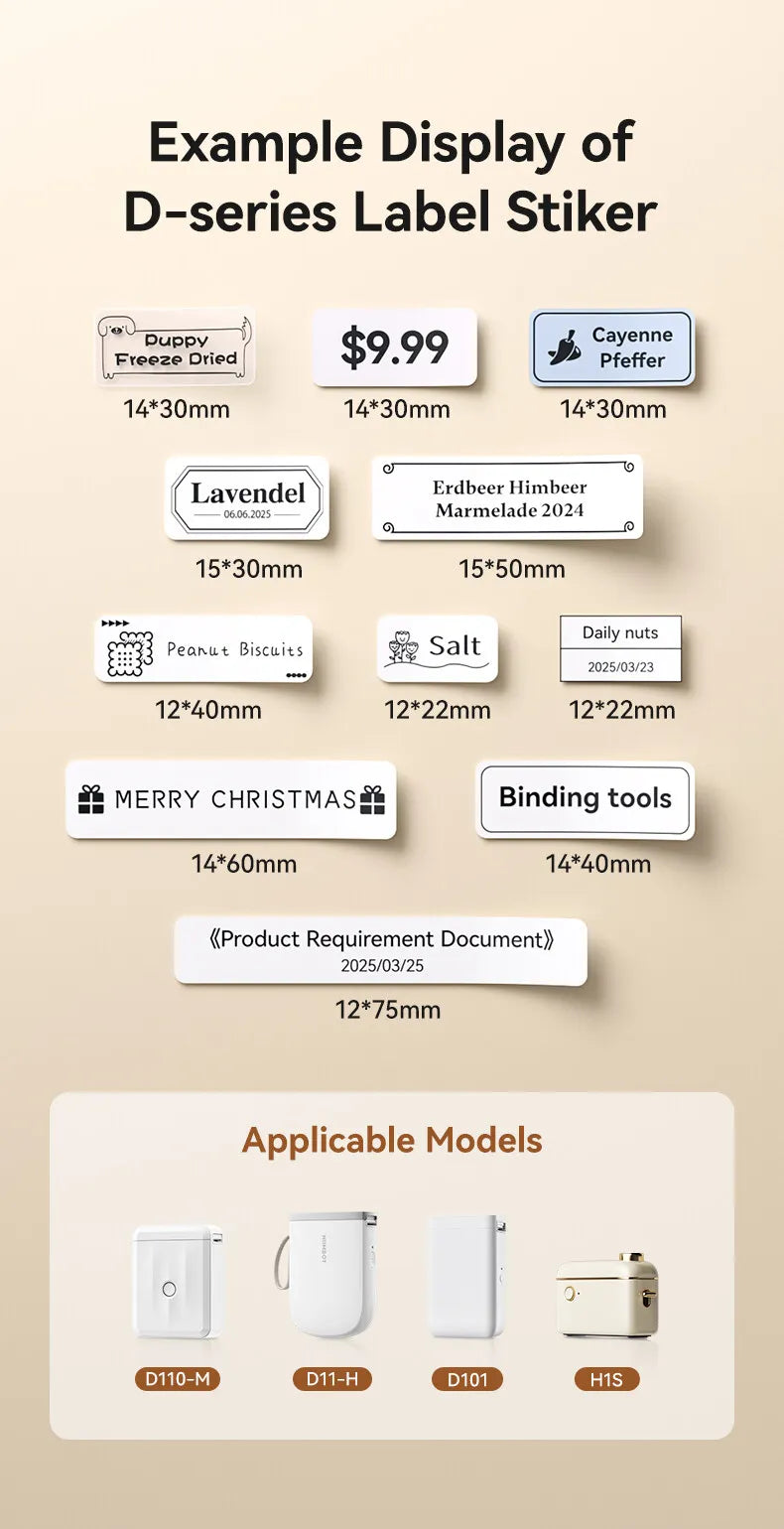 Niimbot D110 Mini Thermal Label Maker Wireless Connection Adhesive Sticker Label Printer DIY Name Tag for Office Home