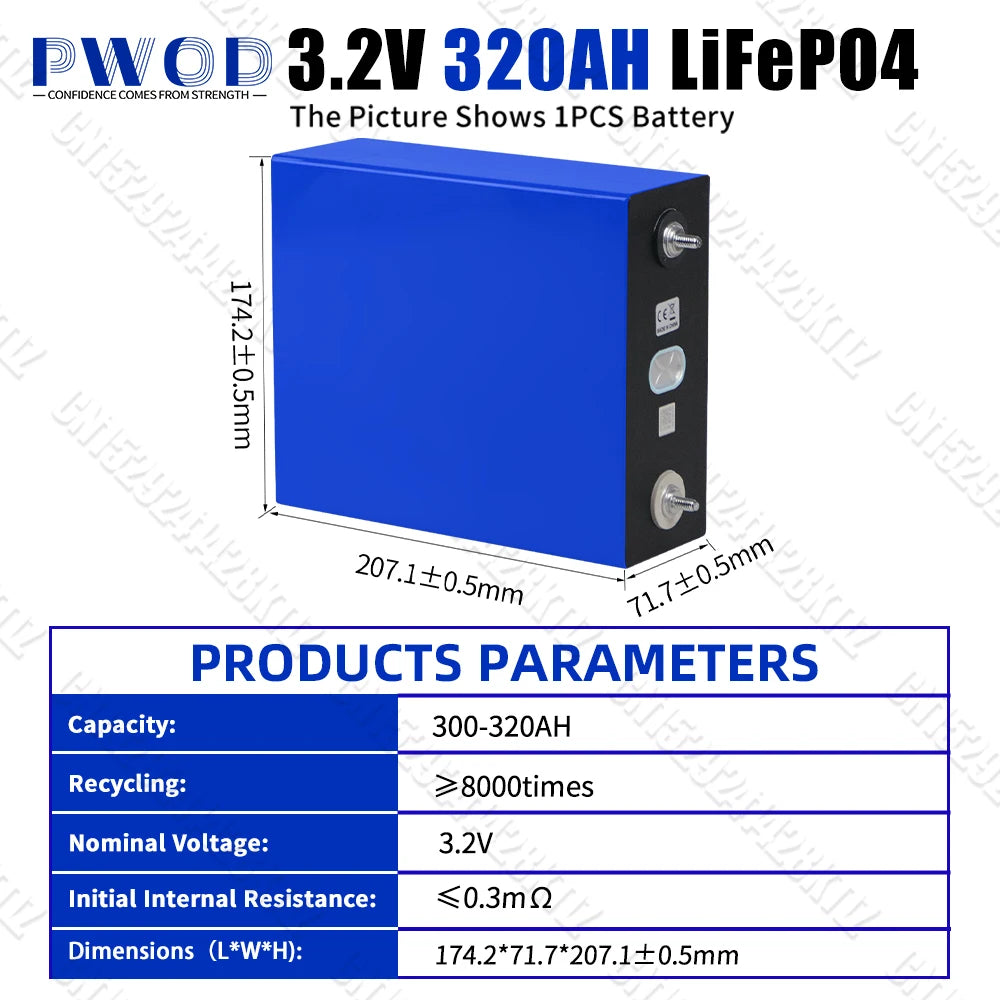 US Stock 320AH Lifepo4 Battery Rechargeable lithium iron phosphate batteries DIY 12V 24V 48V For EV Golf Cart Boat with busbars