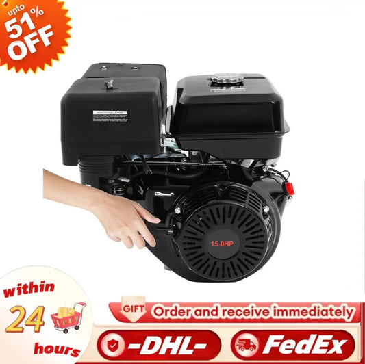 Black 420CC 4-Stroke 15HP Gasoline Motor Engine Single Cylinder Motor Air Cooling System