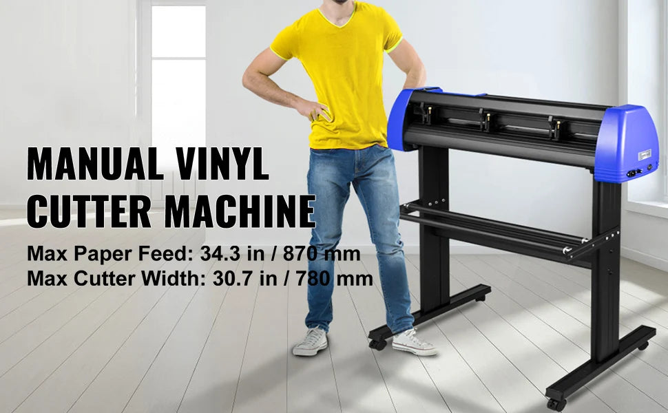 SucceBuy 34 Inch Vinyl Cutter Machine With Floor Stand Vinly Sign Cutting Plotter Starter Kits Software Adjustable Force  Speed