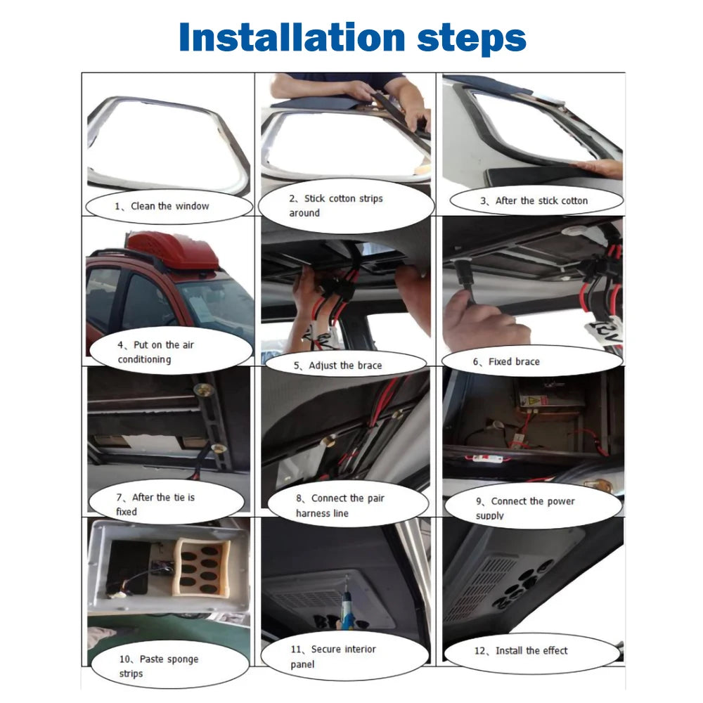 Treeligo12V Cooling Roof Air Conditioner Electric Cool RV Rooftop Parking AC Unit for Truck Camper Van Caravans Motor home