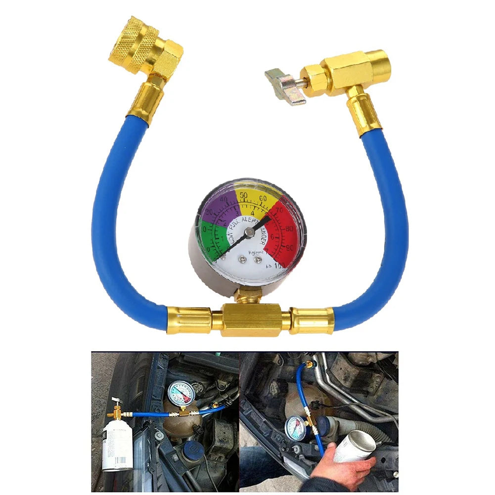 R134A Refrigerant Charging Hose with Pressure Gauge Car Refrigerant Charging Pipe Refrigerant Gas Refill for Car Automobile