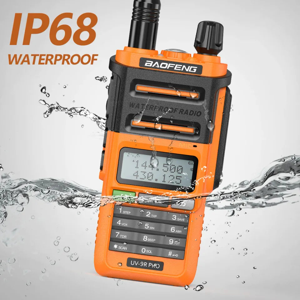 Baofeng UV 9R PRO IP68 Waterproof Walkie Talkie UHF/VHF 8W Dual Band High Power Long Range Radio + Earpiece