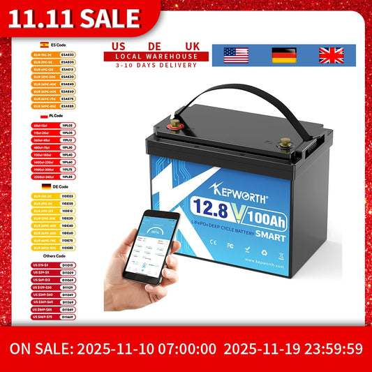 New 12V 100Ah Lithium Battery Bluetooth, Rechargeable Deep Cycle 100A Smart BMS Perfect for Solar, Boat, RV, Backups, Motorhome