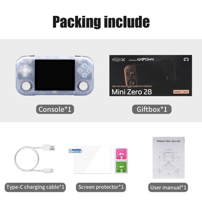 AMPOWN Mini Zero 28 Handheld Game Console 2.8'' IPS Screen AllWinner A133P CPU Android OS Wifi MAGICX ZERO28 Video Player Gifts