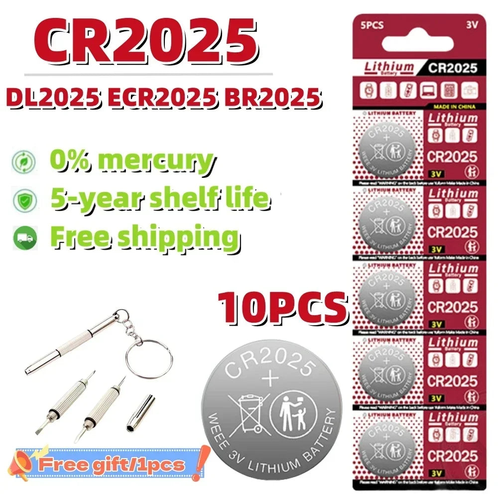 10-100PCS 150mAh 3V CR2025 Battery CR 2025 Lithium Battery DL2025 BR2025 KCR2025 For Car Remote Control Watch Button Coin Cells