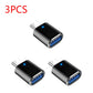 1-3PCS Type-C To USB3.0 Converter LED Indicator Type-C To USB OTG Adapter 3A Fast Charging 5Gbps Data Transfer Plug and Play