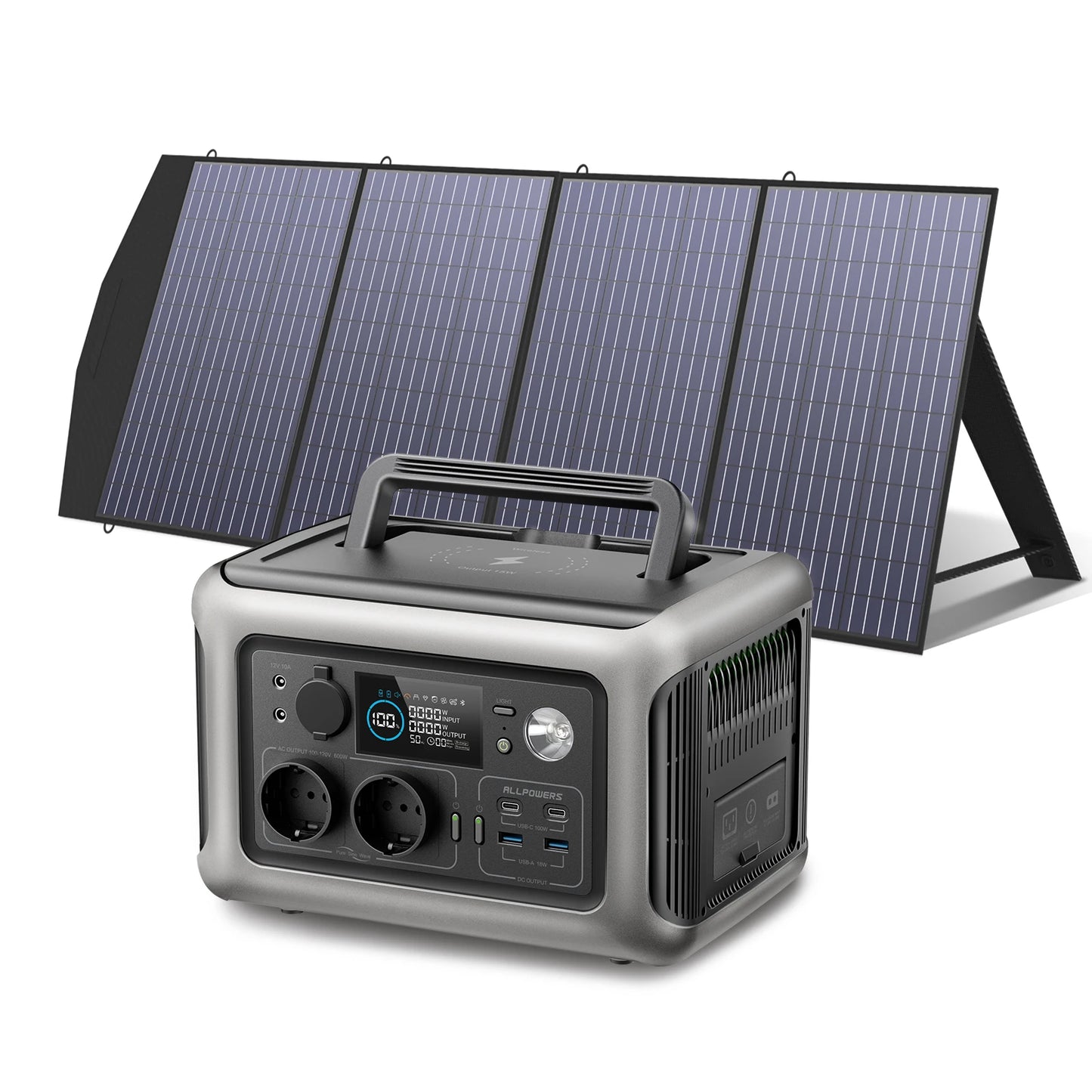 ALLPOWERS R600 Portable Powerstation with Solarpanel (Optional)，299Wh 600W LiFePO4 Battery for Home Backup Outdoors Camping RV