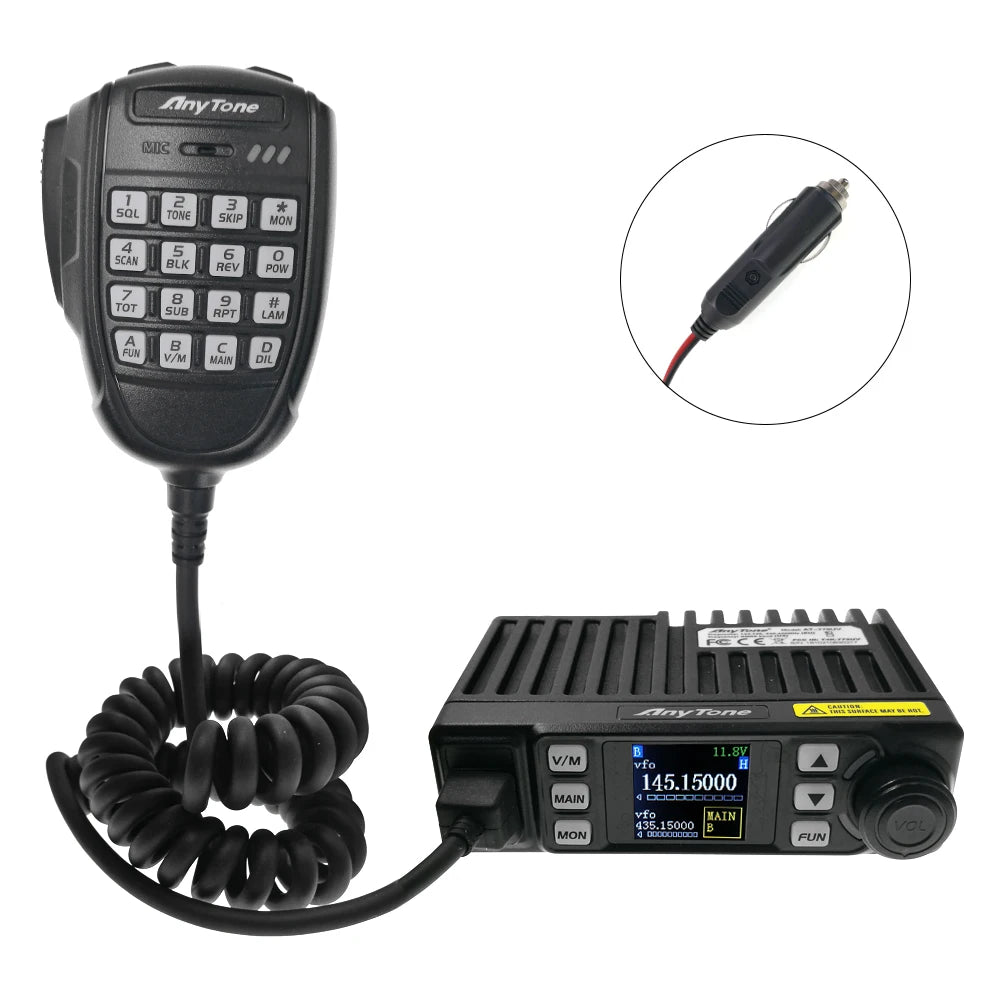 New AnyTone AT-779UV 20W Mini Car Walkie Talkie 500 Channels VOX VHF UHF Dual Band Amateur Radio