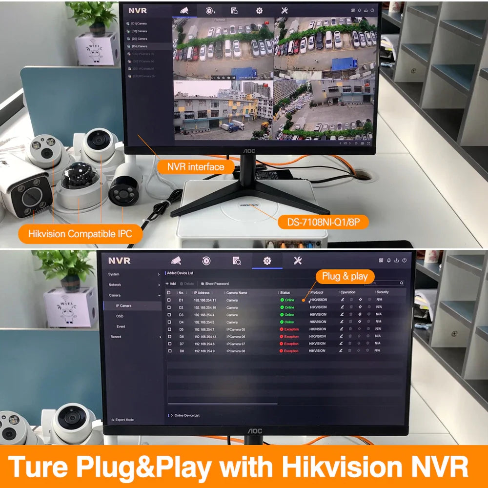 Vikylin Hik compatible 3X Zoom 6MP Dome PTZ IP Camera IR Night Vision MD2.0 IP66 Home Video Surveillance CCTV Security Camera