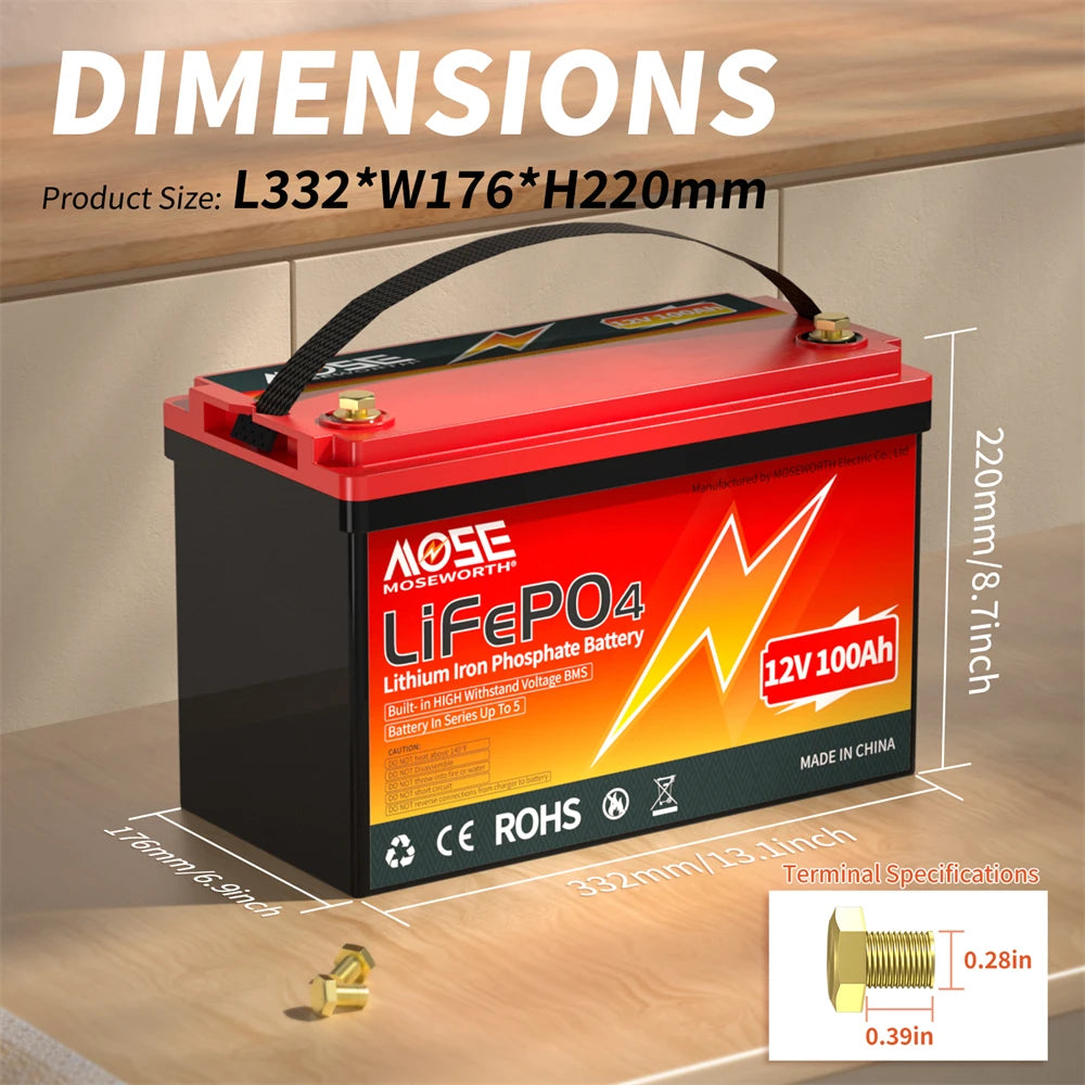 LiFePO4 Lithium Battery 12V 24V 36V 48V 100Ah 200Ah 300Ah 50Ah Built in BMS Deep Cycle Rechargeable Batteries for Trolling Motor