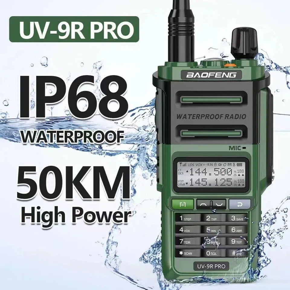 Baofeng UV 9R PRO IP68 Waterproof Walkie Talkie UHF/VHF 8W Dual Band High Power Long Range Radio + Earpiece