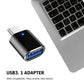 1-3PCS Type-C To USB3.0 Converter LED Indicator Type-C To USB OTG Adapter 3A Fast Charging 5Gbps Data Transfer Plug and Play